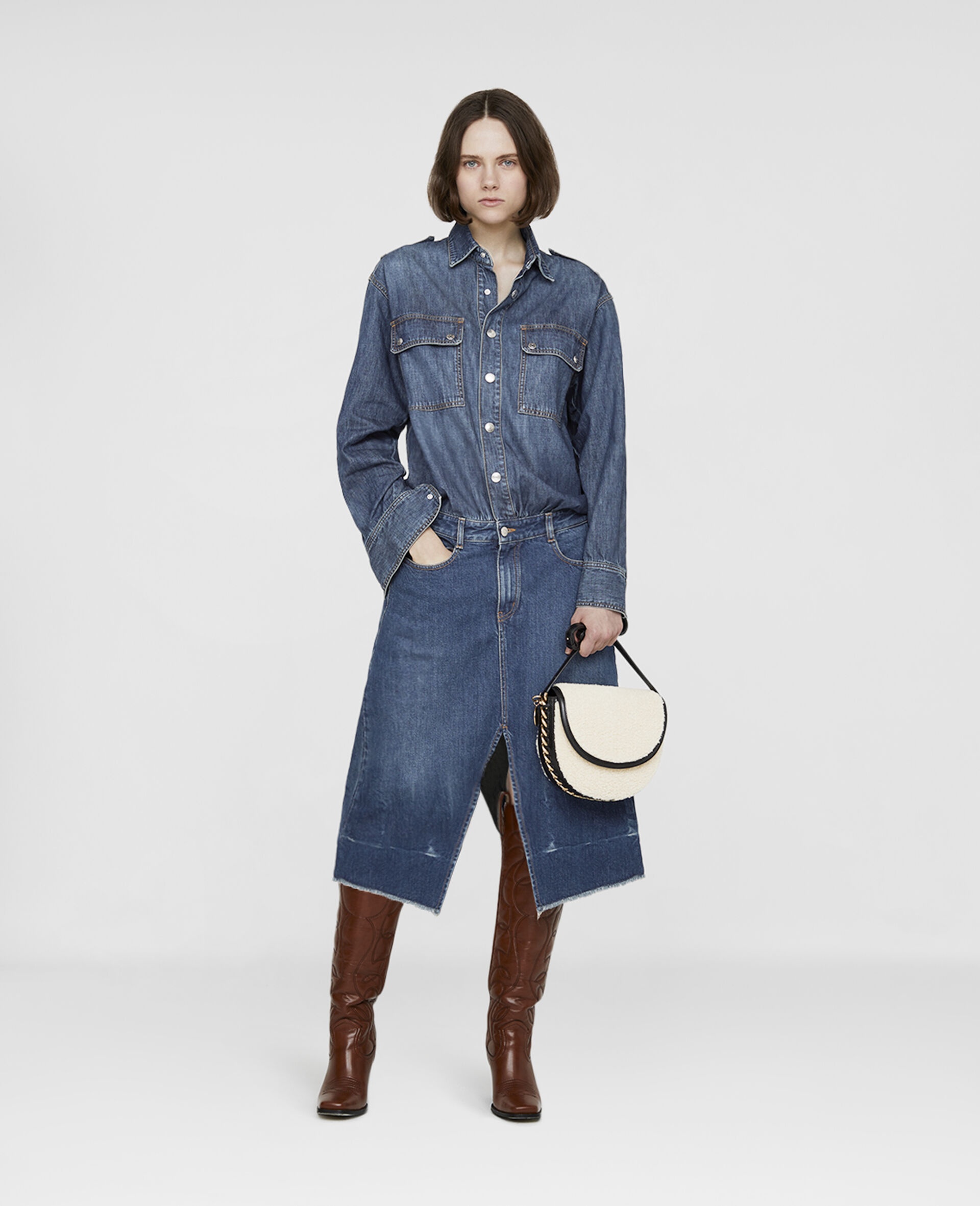 Denim Midi Shirt Dress - 2
