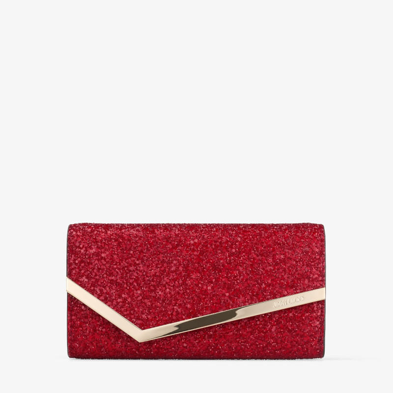 Emmie Ruby Red Coarse Glitter Fabric Clutch Bag 1