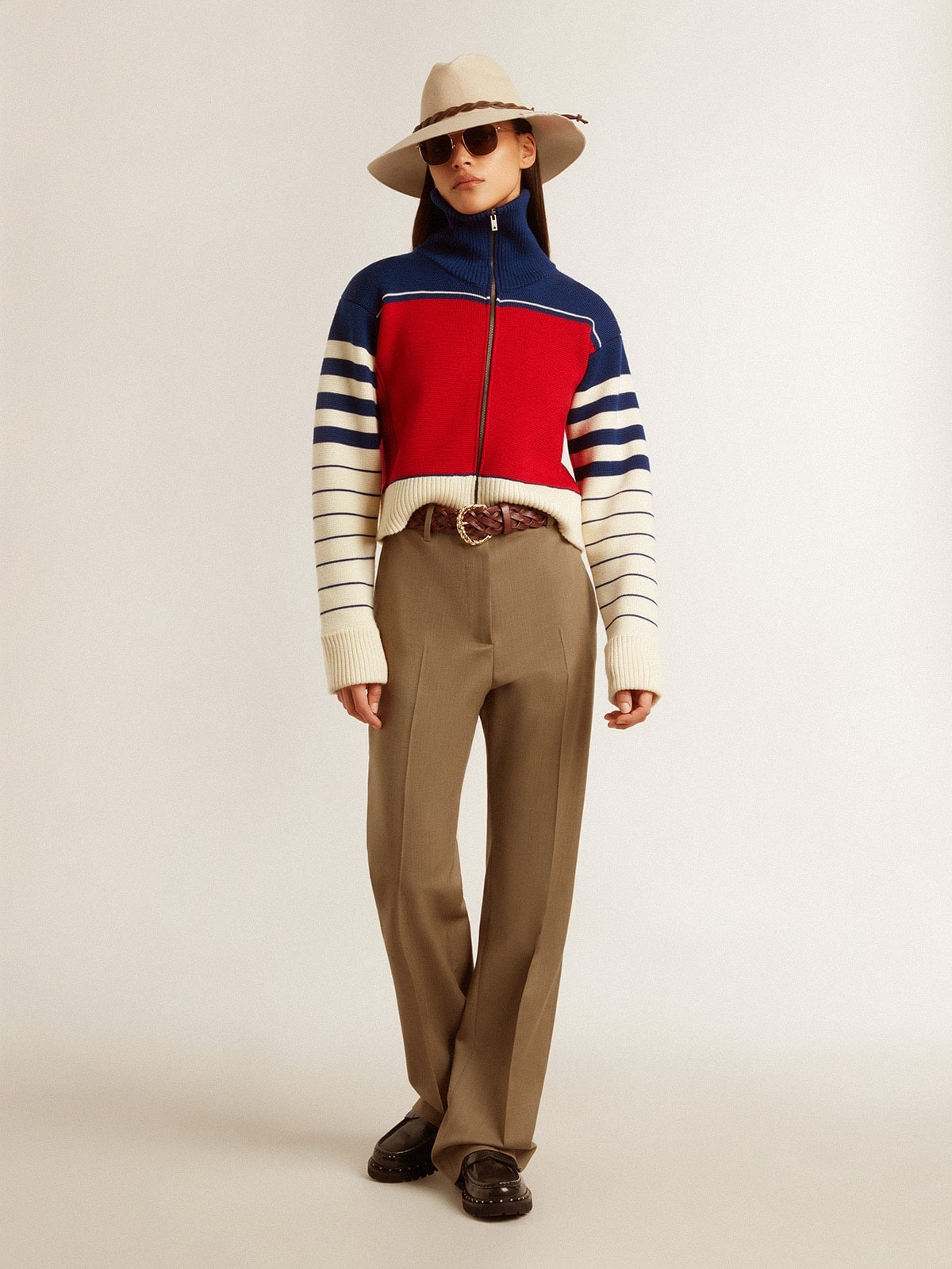 Women’s multicolor striped wool cropped sweatshirt - 7