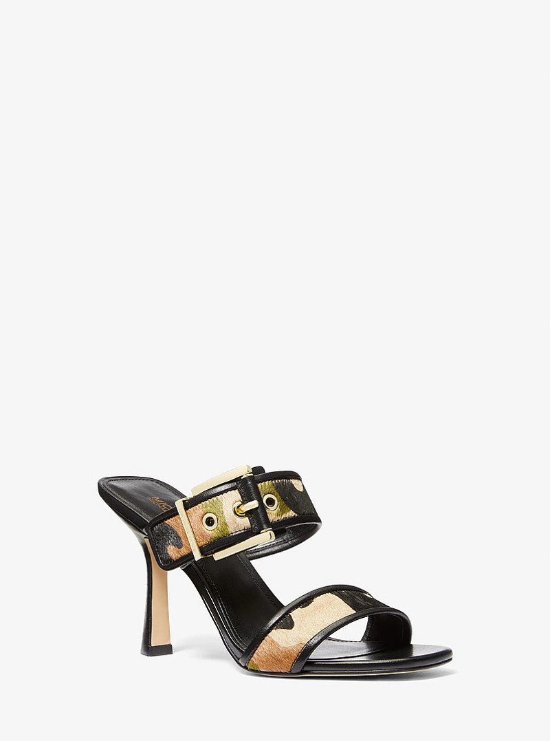 Colby Camouflage Print Calf Hair Sandal 1