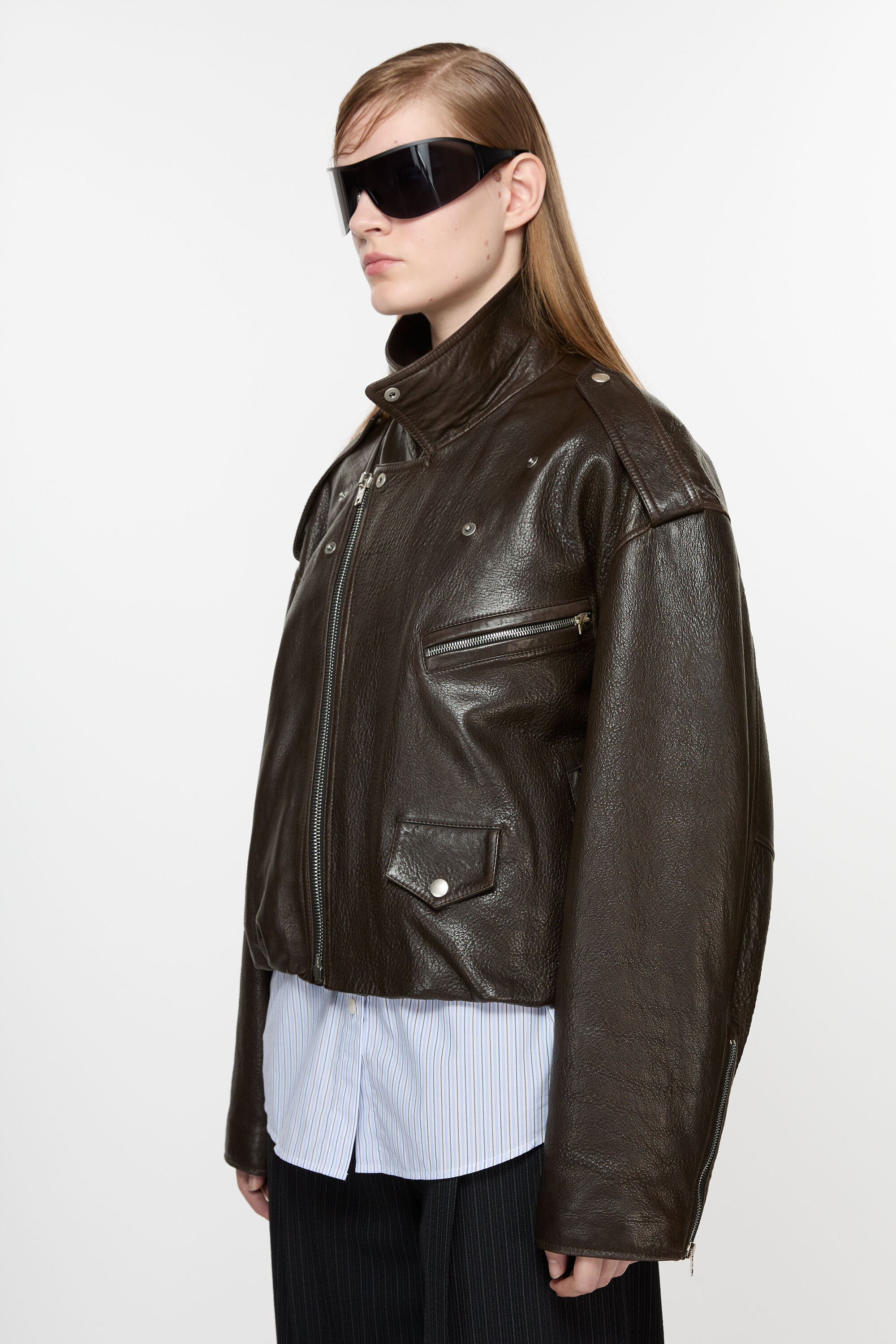 Leather jacket - Dark brown - 3