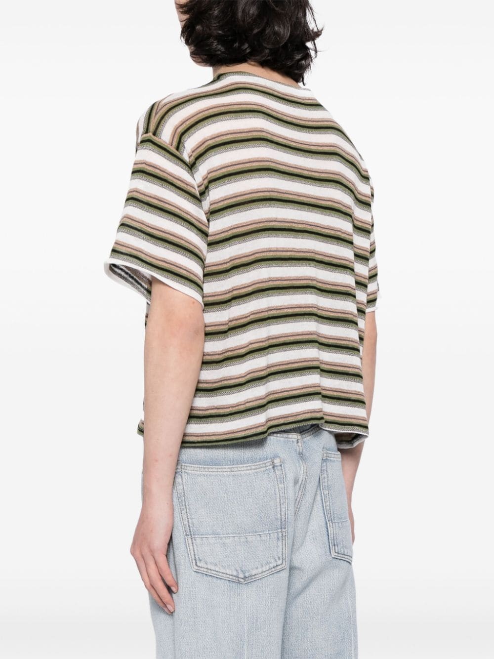 patchwork striped T-shirt - 5