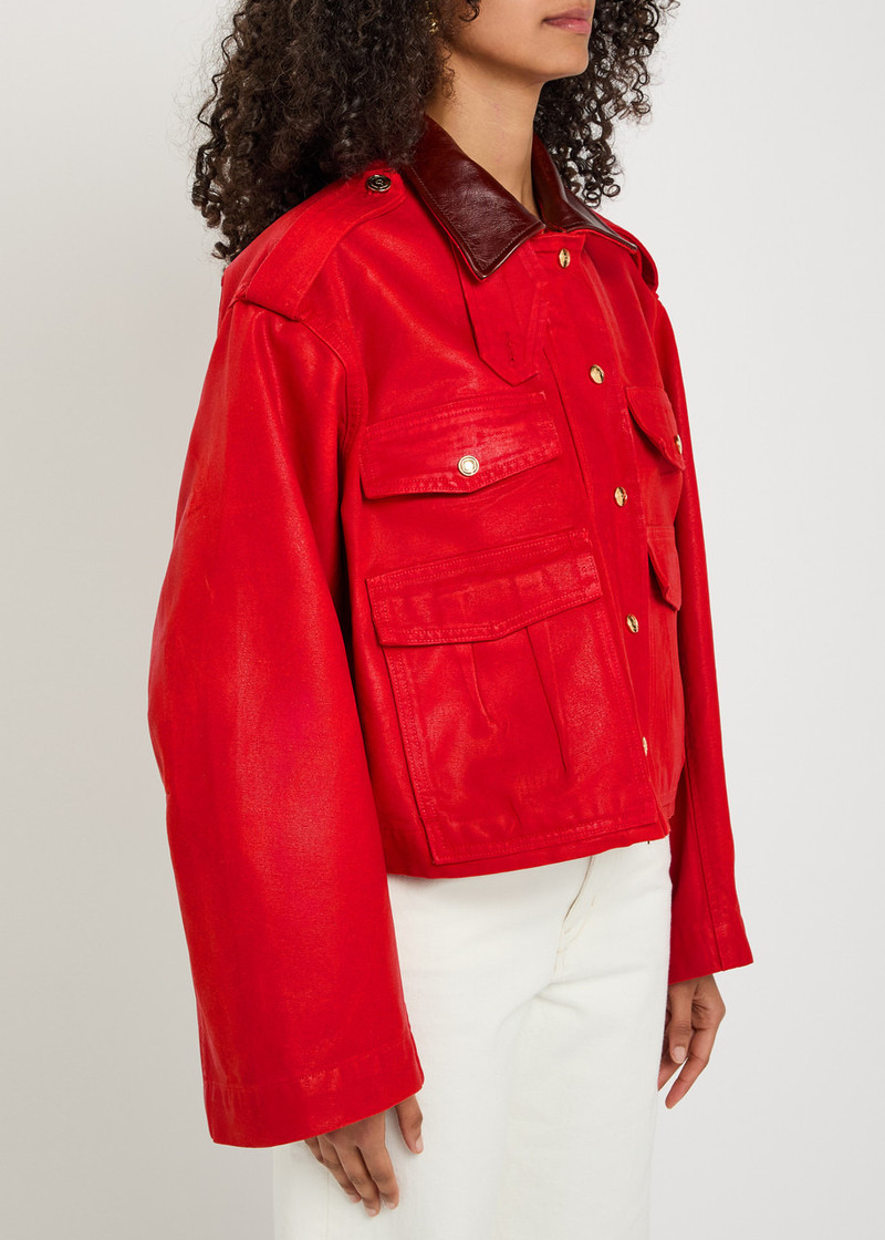 RÙADH Rùadh The Henderson Leather Collar Waxed Canvas Jacket outlook