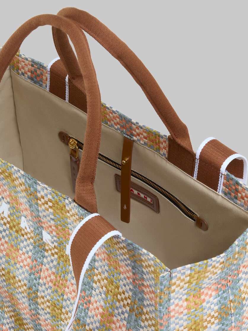 YELLOW CHECKED SMALL BASKET BAG - 4