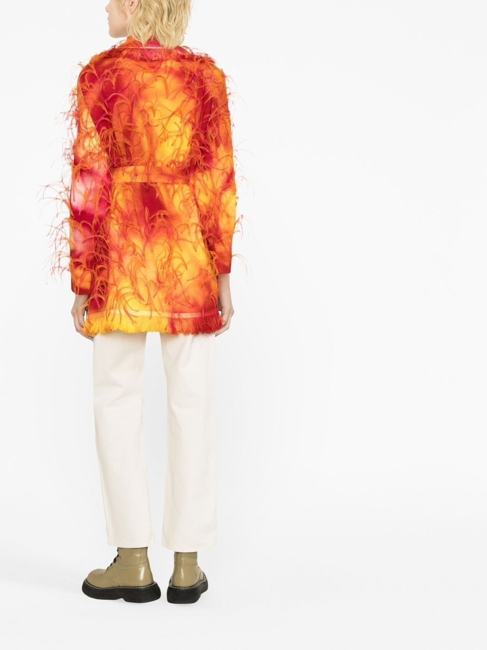 Sunset feather-trim cardigan - 3