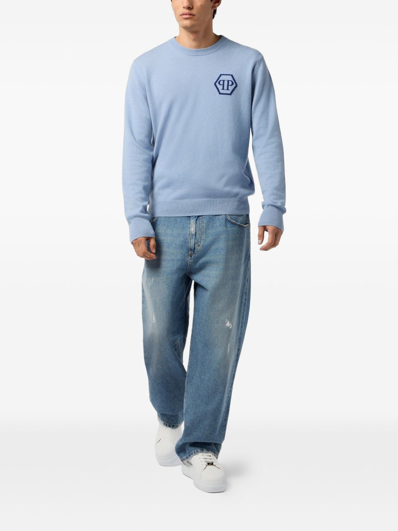 PHILIPP PLEIN jacquard hexagon roundneck knitwear outlook