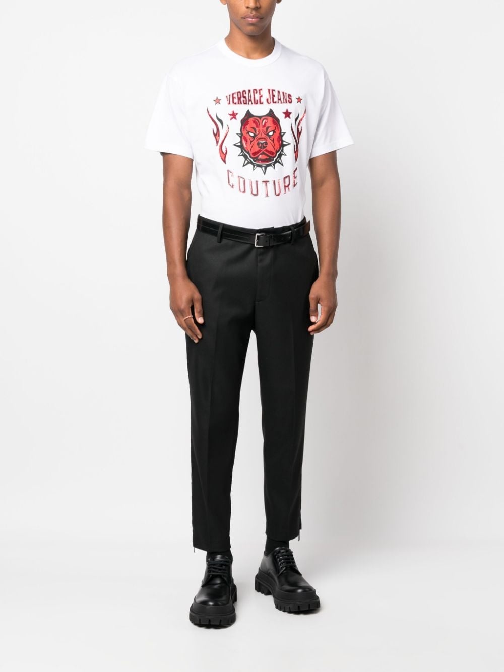 pressed-crease cotton chino trousers - 4