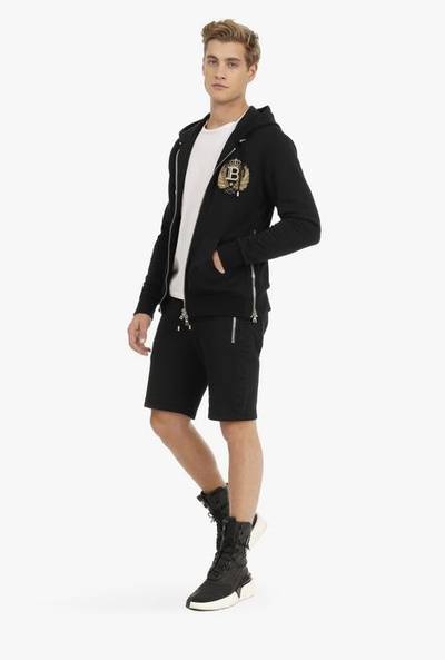 Balmain Black cotton shorts with embossed black Balmain logo outlook