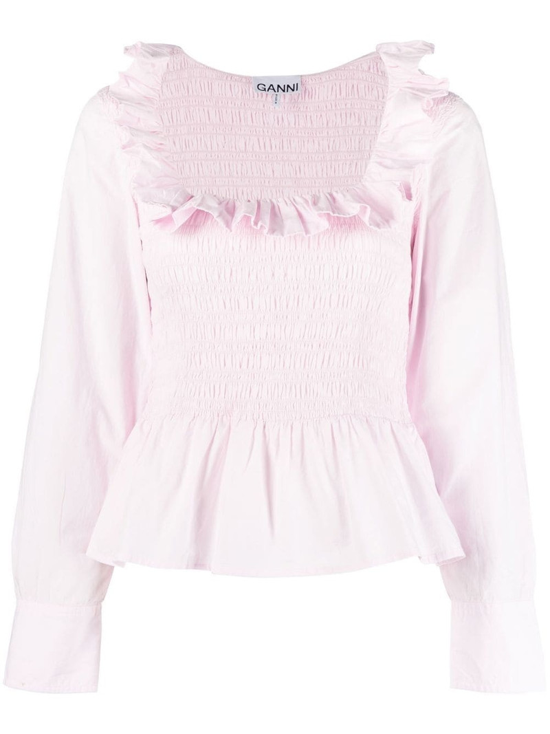 ruffle-trim shirred top 1