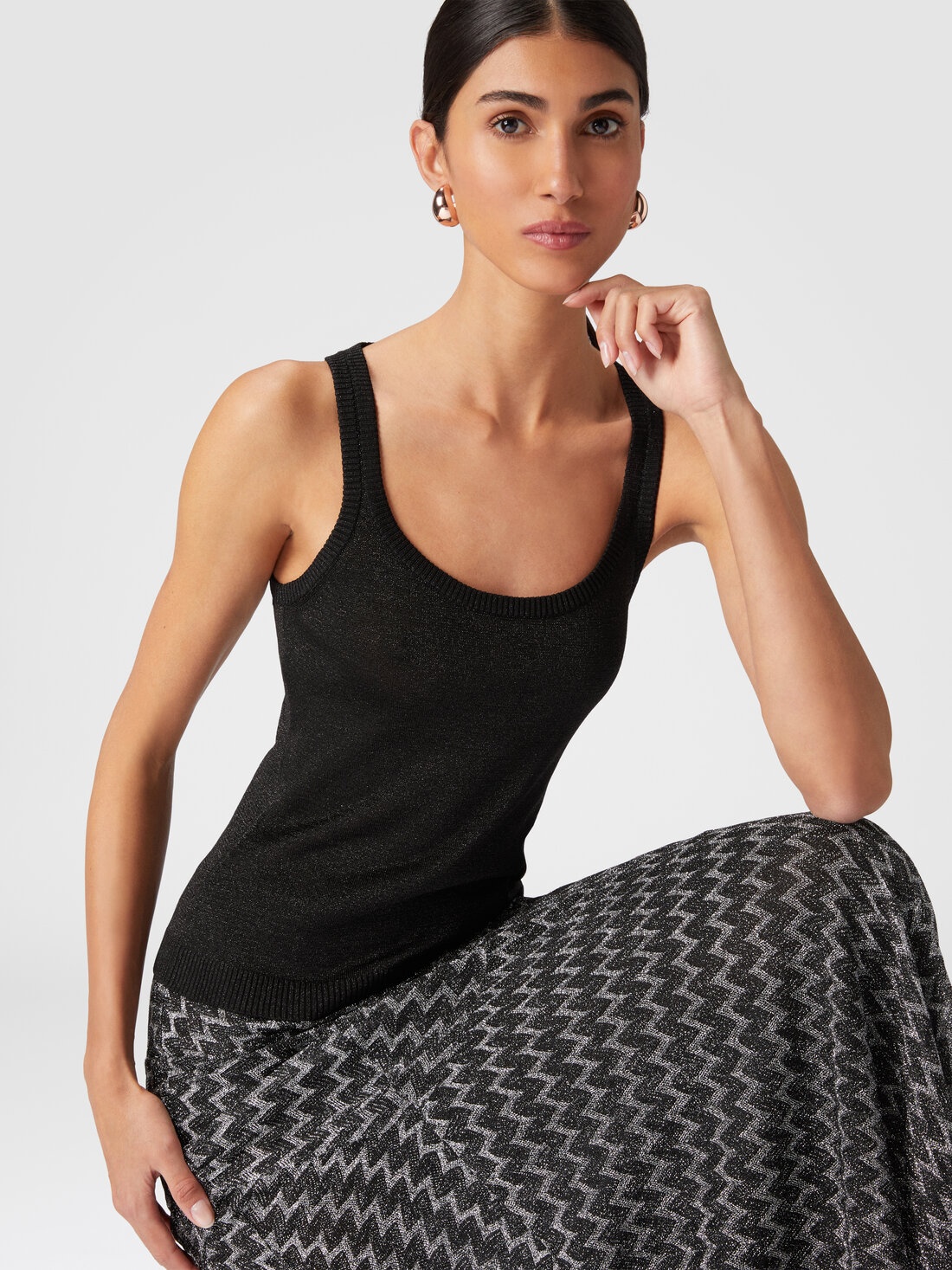Glitter-effect viscose tank top - 5