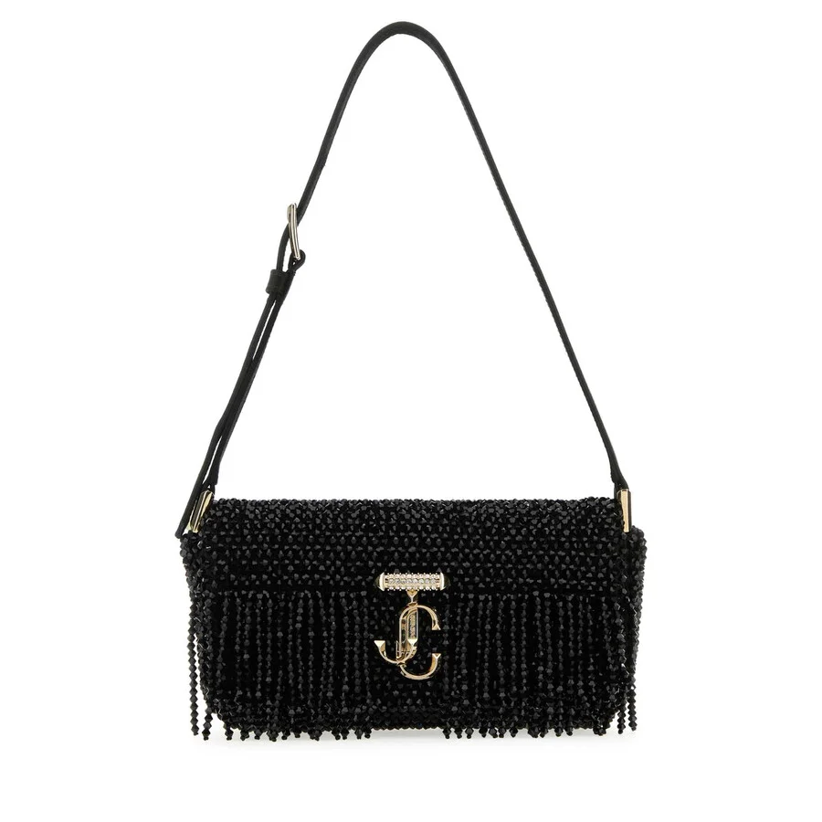 Jimmy Choo Black Satin Mini Avenue Shoulder Bag - 1