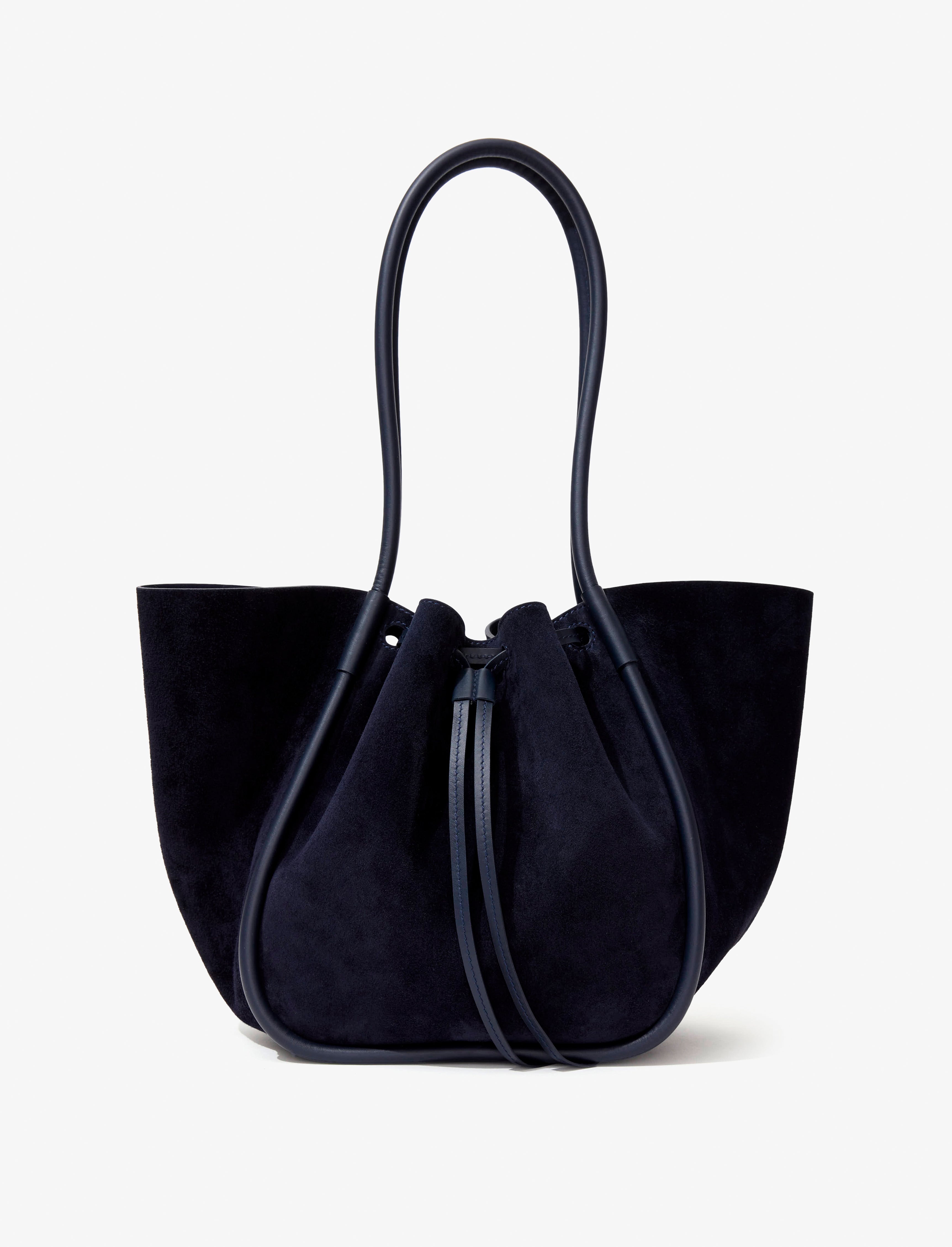 Large Ruched Tote in Soft Suede - 3