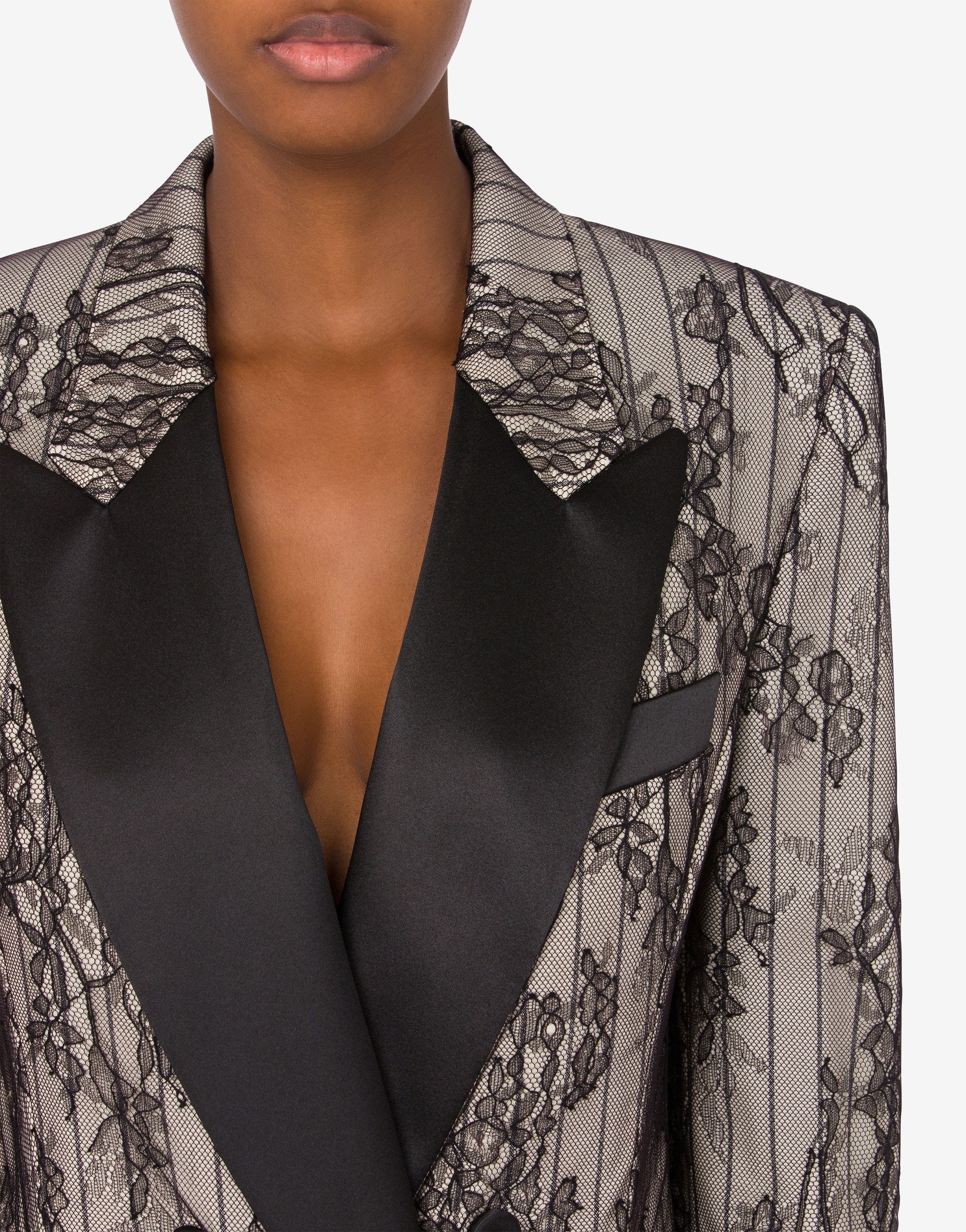 LACE STRIPED ROBE MANTEAU DRESS - 4