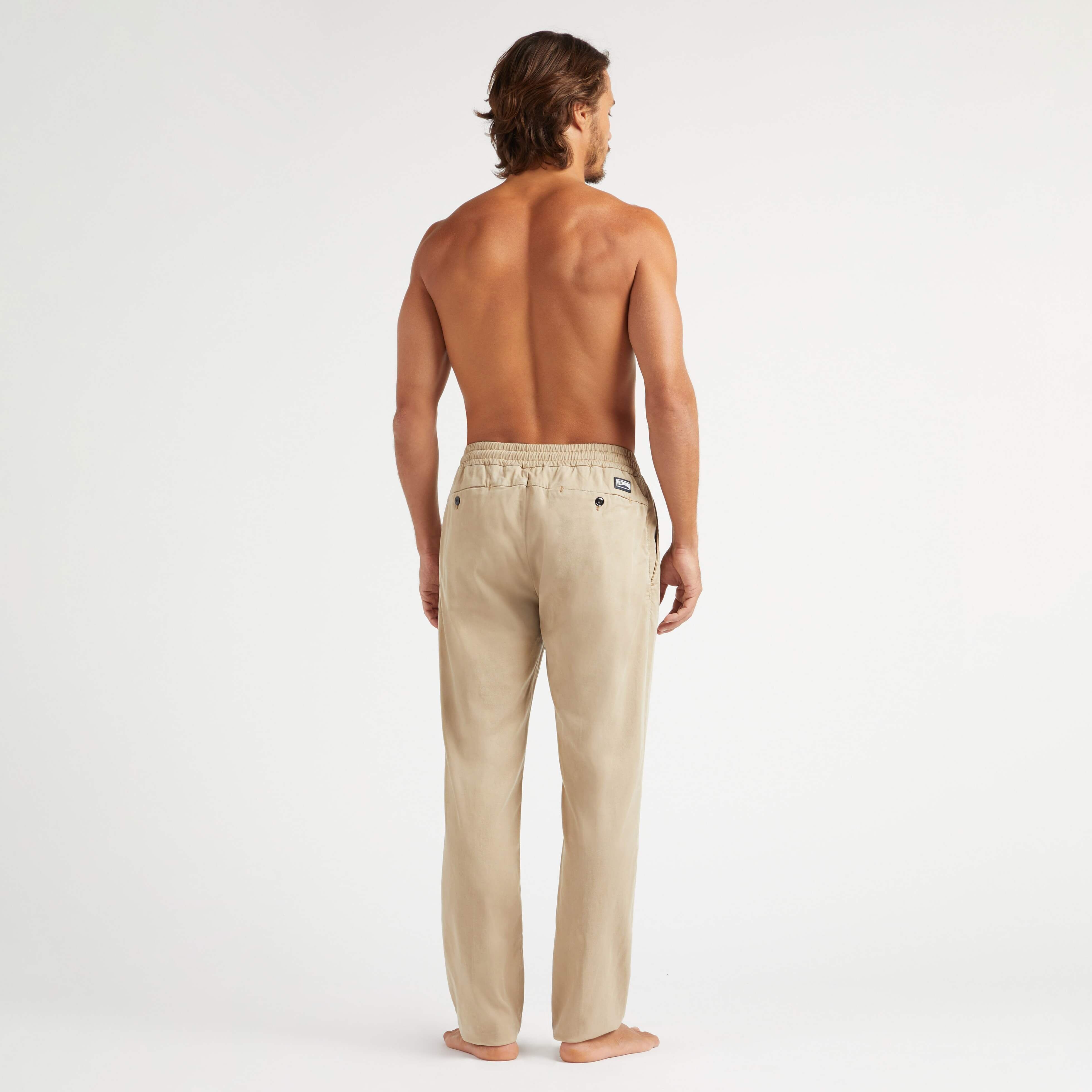 Men Tencel Cotton Elastic Waist Pants - 4
