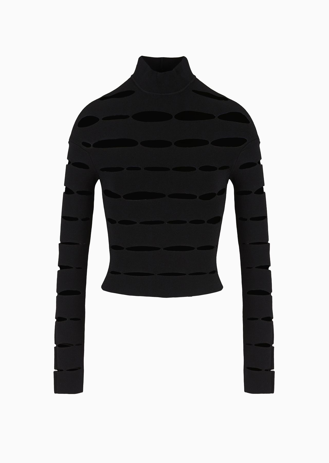 Mock-neck jumper in a stretch viscose blend with cut-outs - 1