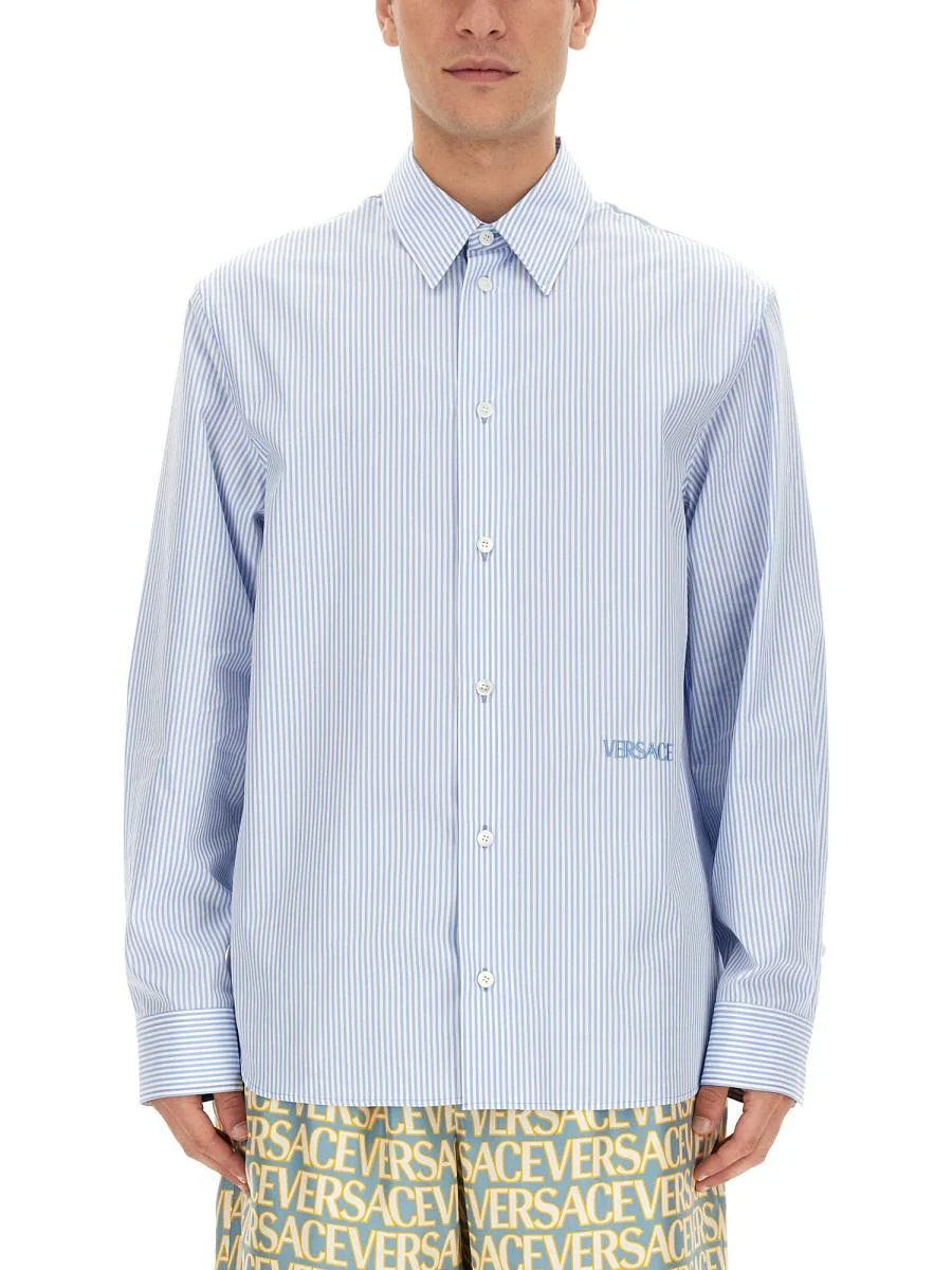 VERSACE SEASHELL BAROQUE STRIPED SHIRT - 1