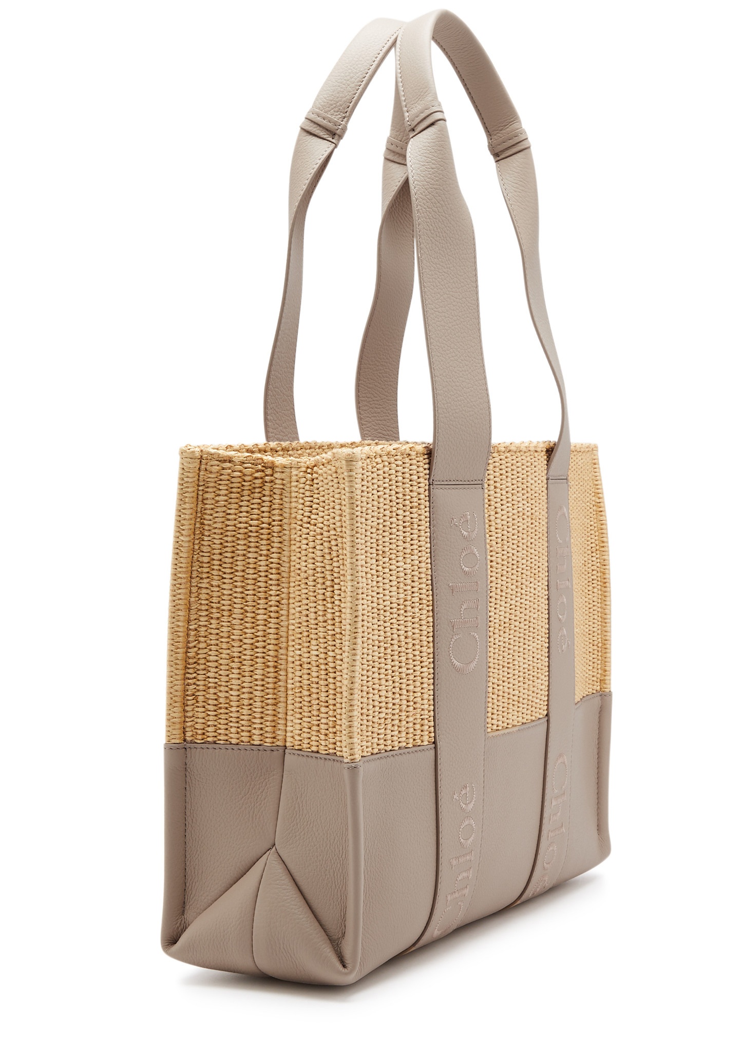 Woody leather and raffia tote - 2