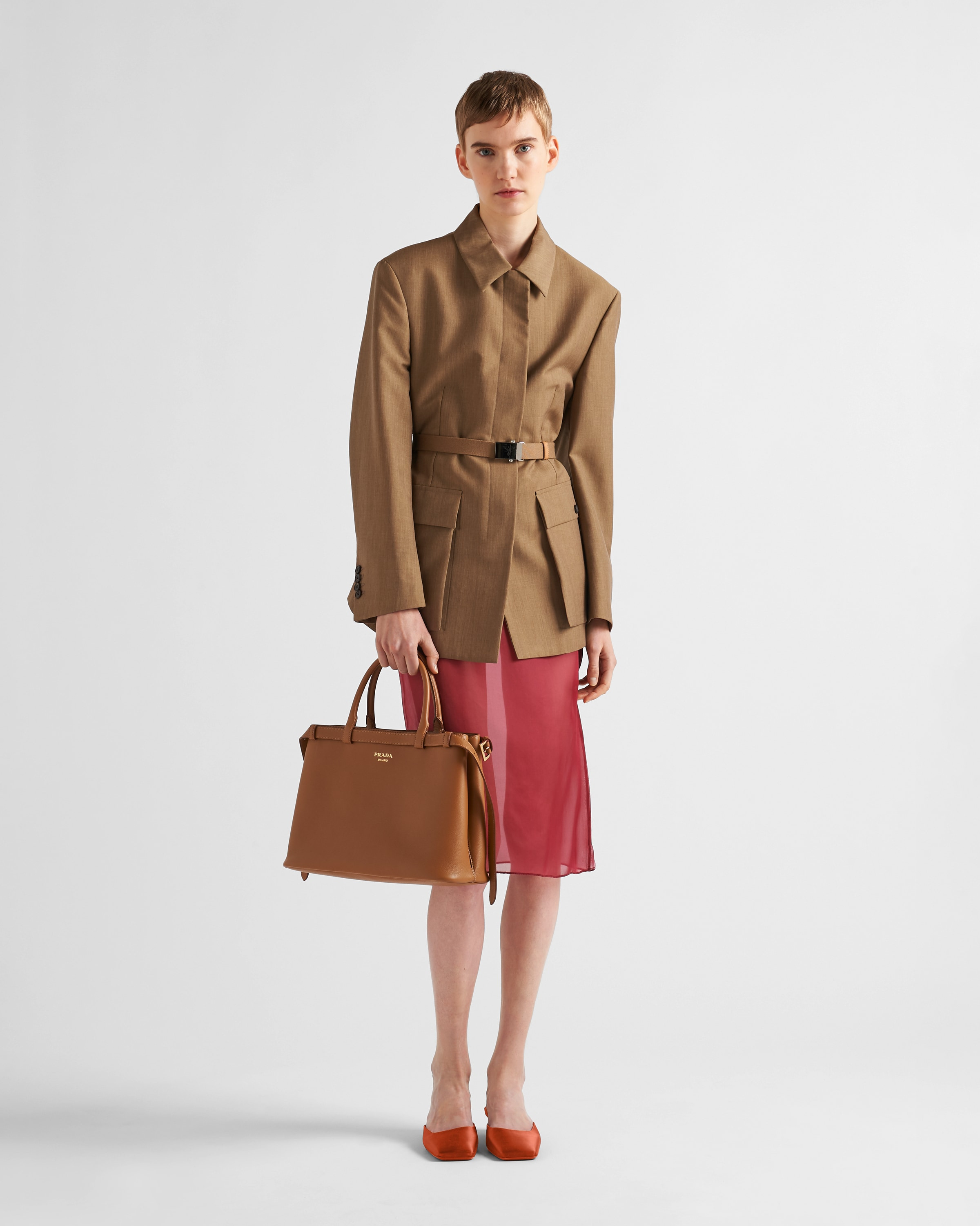 Prada Buckle medium leather handbag with double belt - 8
