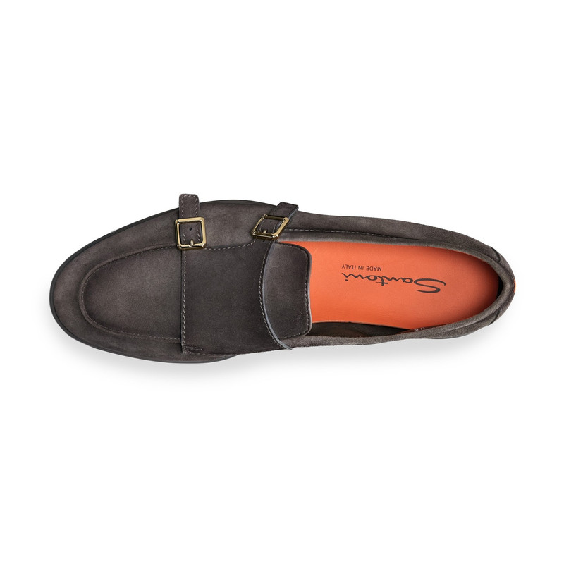 Men's grey suede double-buckle loafer 3