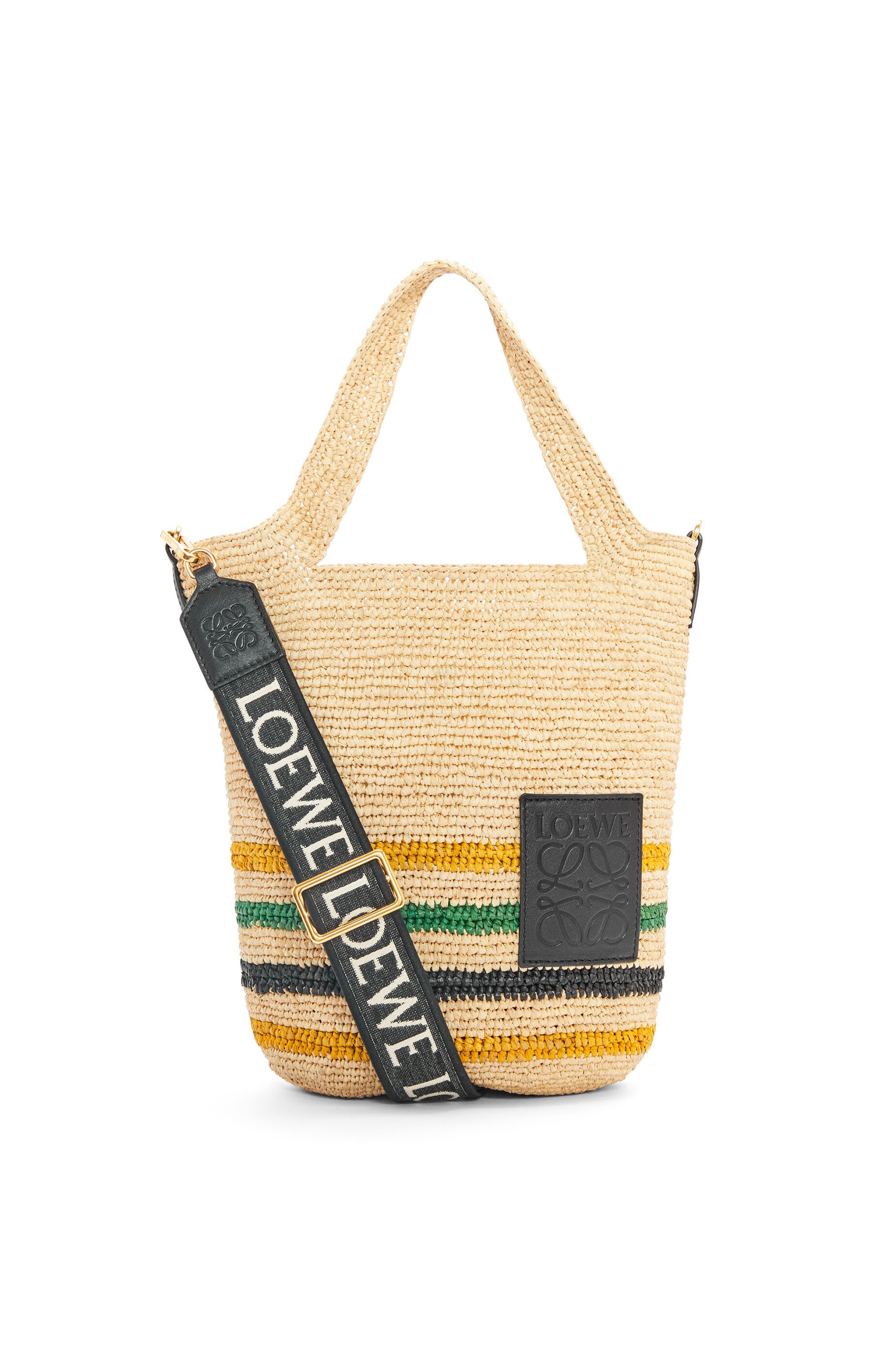 Mini Slit bag in striped raffia and calfskin - 1