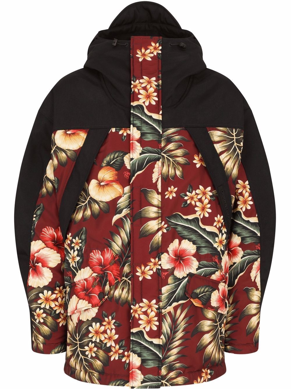 floral-print hooded coat - 1