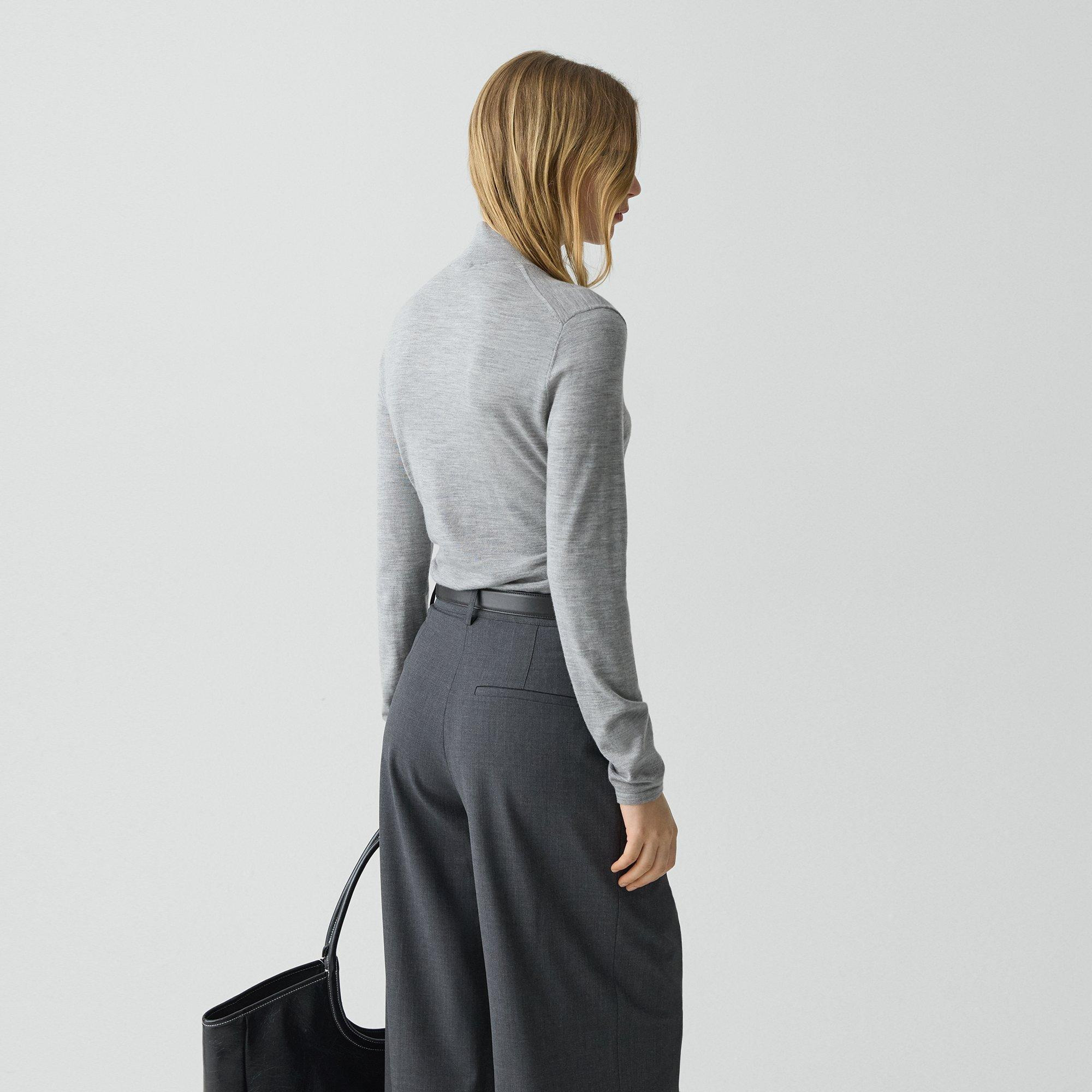 Shirred Henley Sweater in Regal Wool - 4