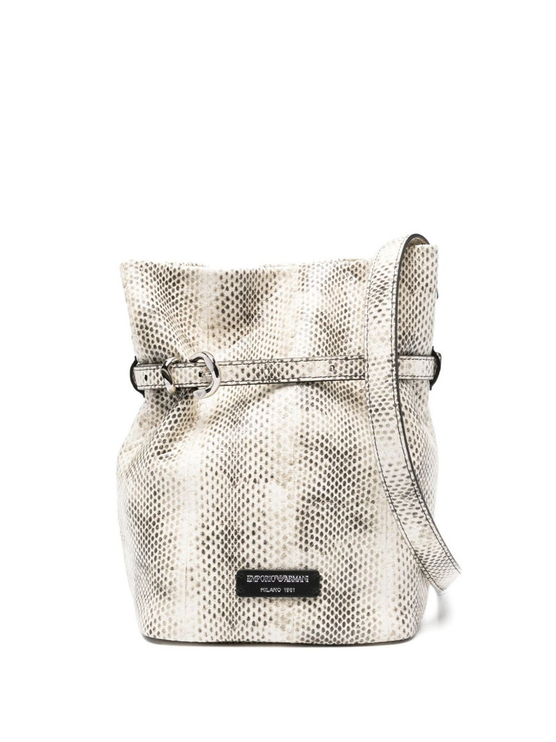 snake-effect leather bucket bag 1