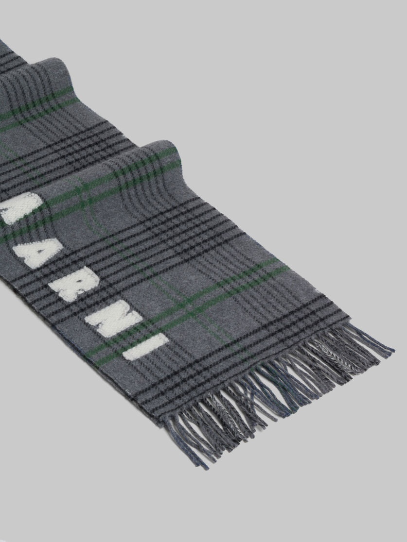 GREY DOUBLE CHECK WOOL SCARF - 3