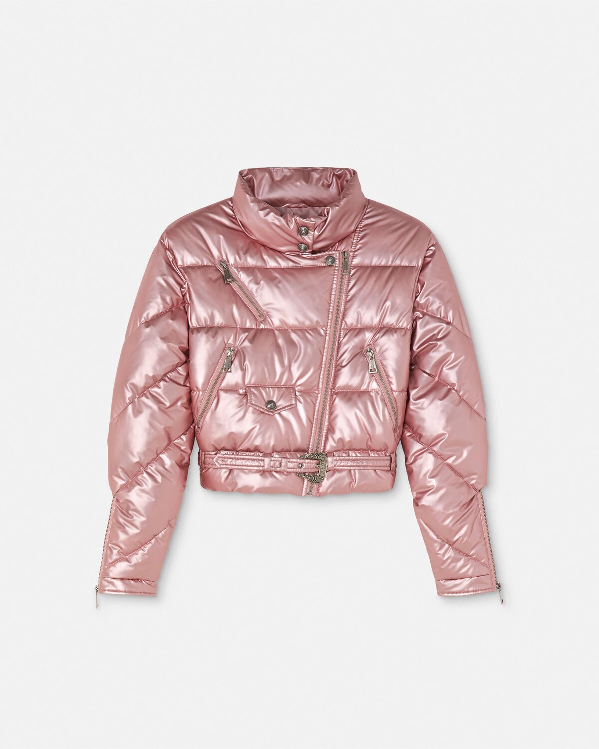 Baroque Buckle Metallic Puffer Jacket - 1