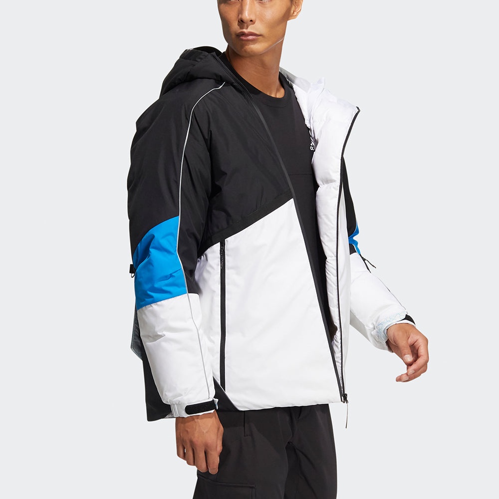 adidas Winter Down Jkt Colorblock Splicing Sports hooded With Down Feather Jacket White HC0280 - 3