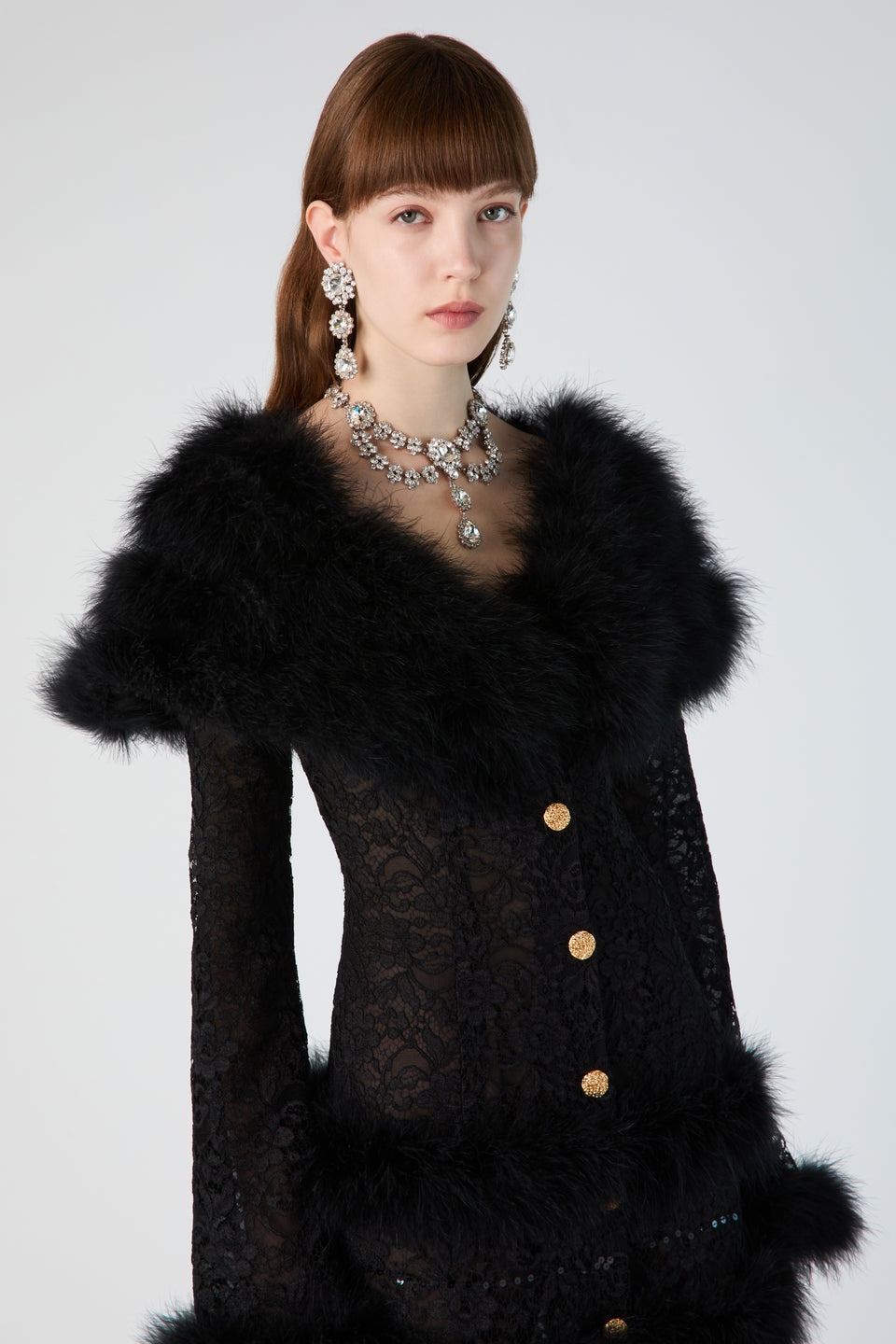 LACE COAT WITH FEATHERS - 6