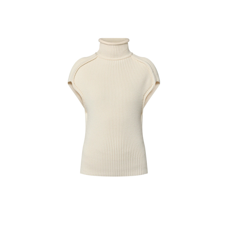 Shoulder Seam Ribbed Knit Top 1