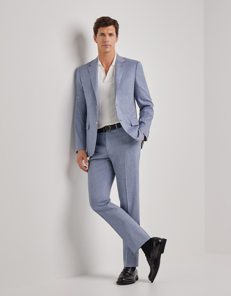 Canali LIGHT BLUE TRAVEL PANTS IN WOOL, SILK AND LINEN outlook