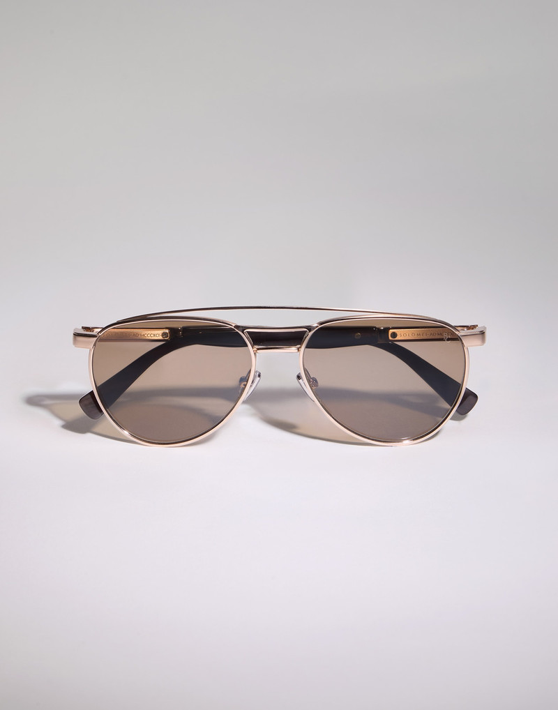 Sartorial Sunset gold-plated titanium and horn sunglasses 1