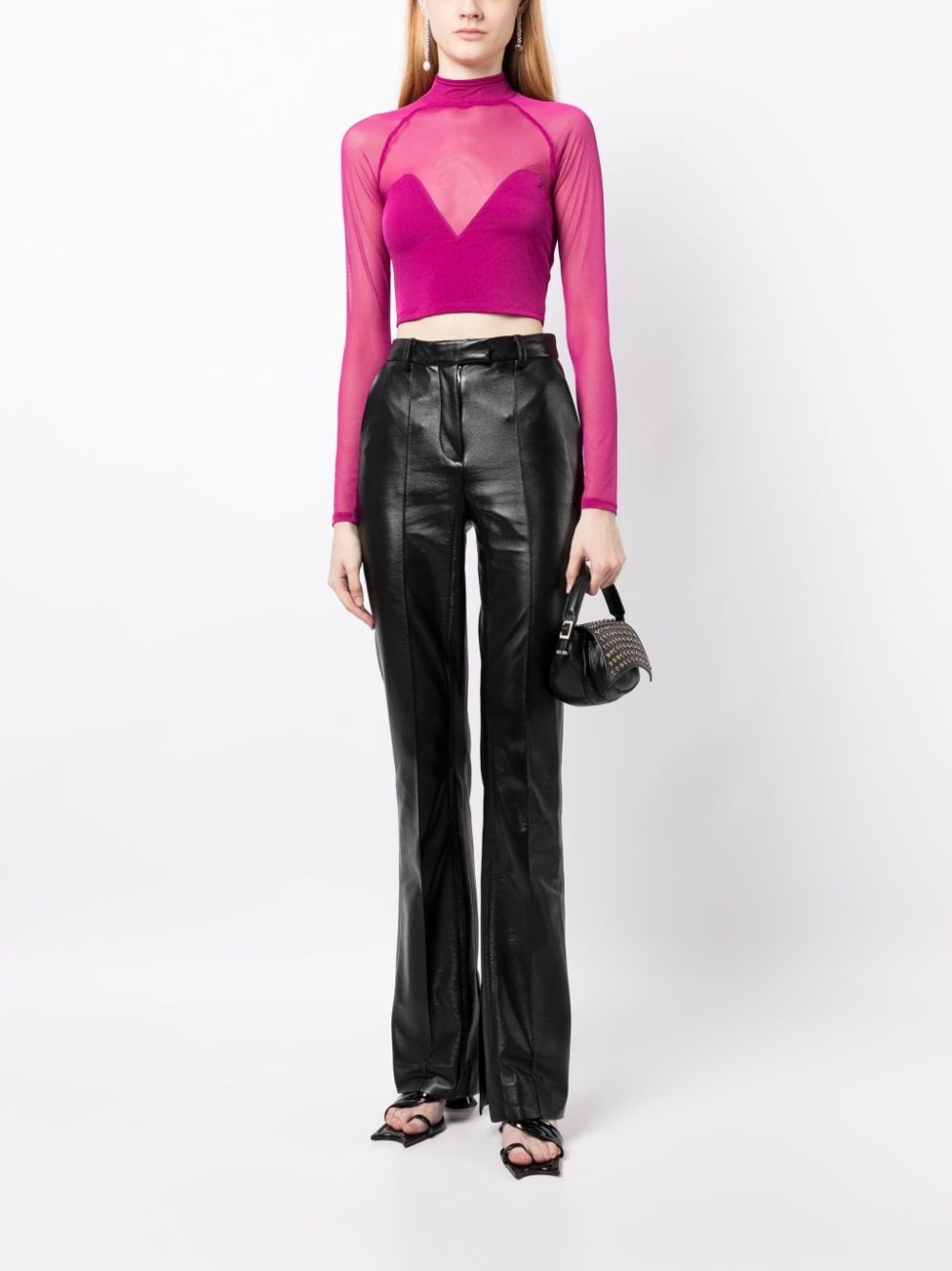 mesh mock-neck crop top - 2