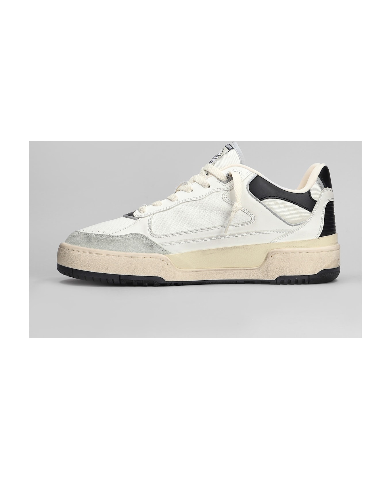 Forty 2 Sneakers In White Leather And Fabric - 3