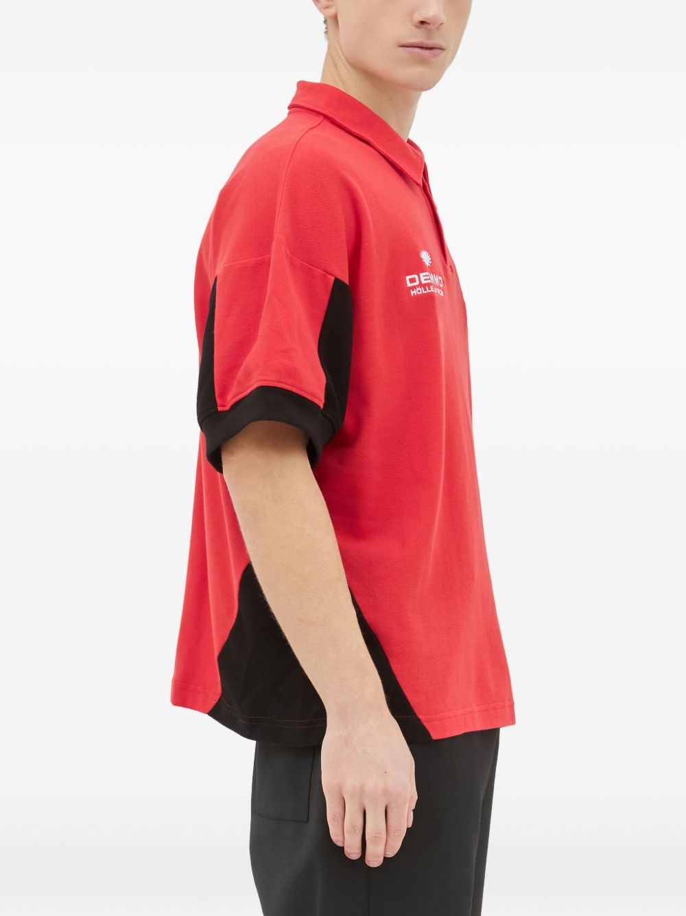panelled cotton polo shirt - 3