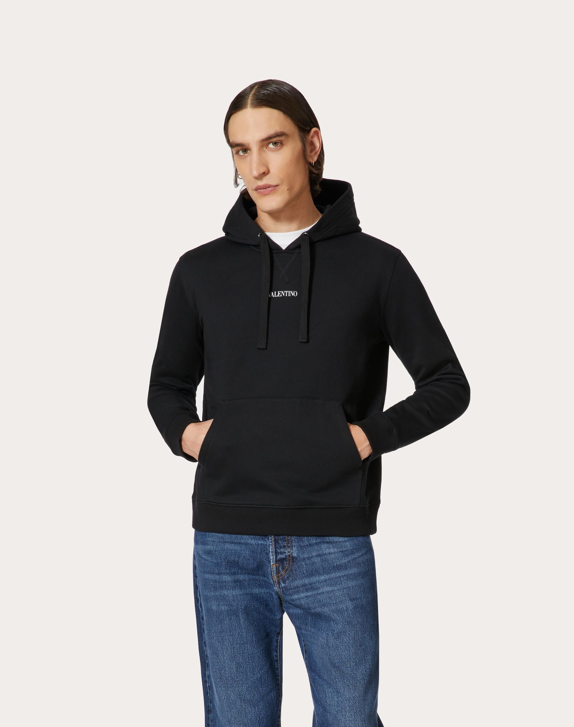 HOODED SWEATSHIRT WITH VALENTINO PRINT - 3