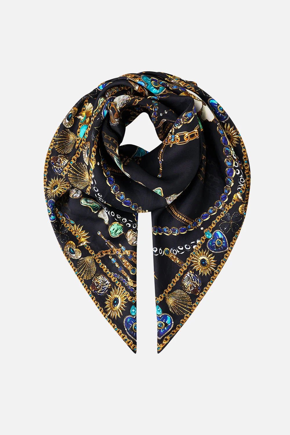 LARGE CRYSTALLED SILK SQUARE SCARF - 1