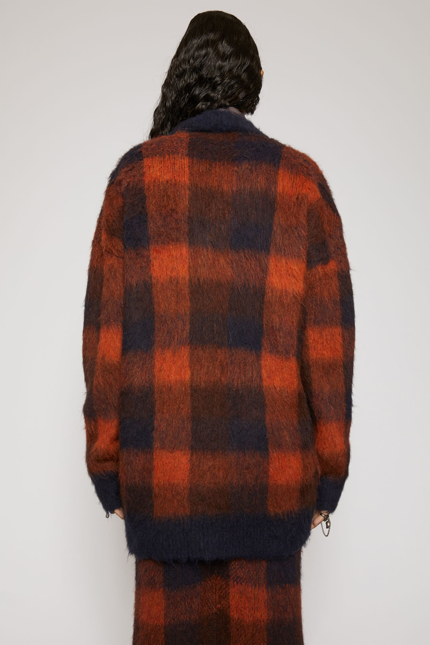 Checked alpaca-blend sweater navy/orange - 4