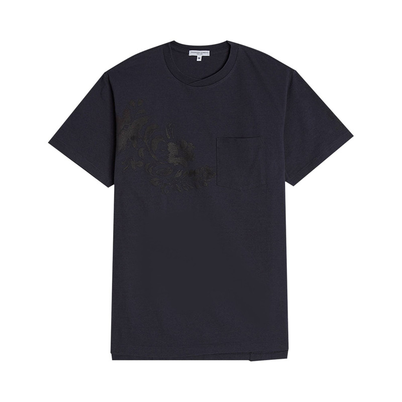 Engineered Garments Printed Cross Crew Neck T-Shirt 'Navy Floral' 1