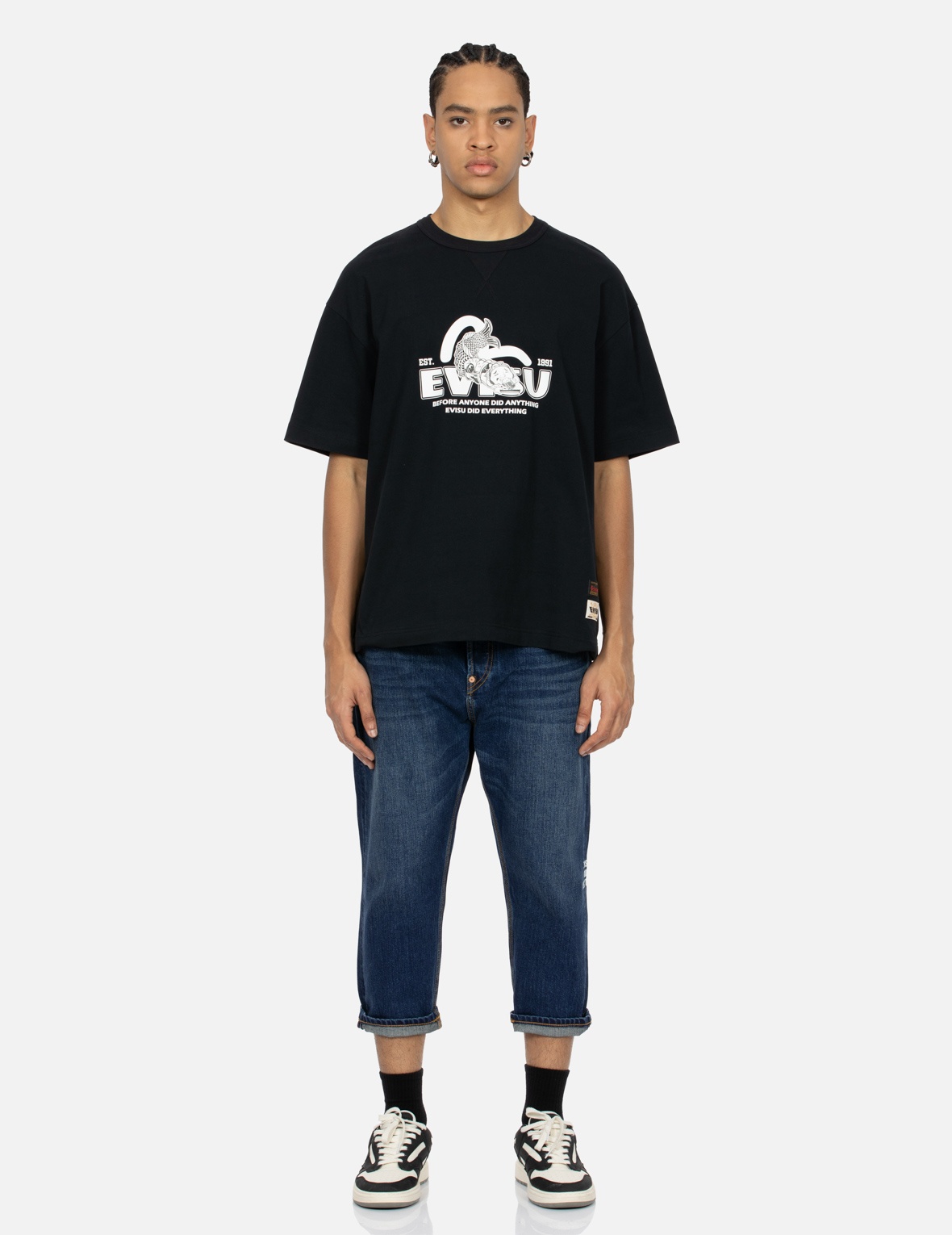 KOINOBORI PRINT AND SEAGULL EMBROIDERY CROPPED-FIT JEANS #2027 - 6