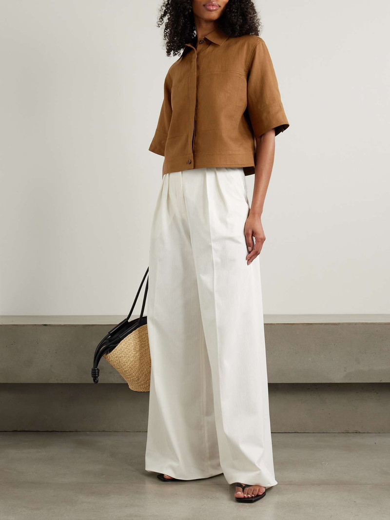 Max Mara Rito cropped linen shirt Brown outlook