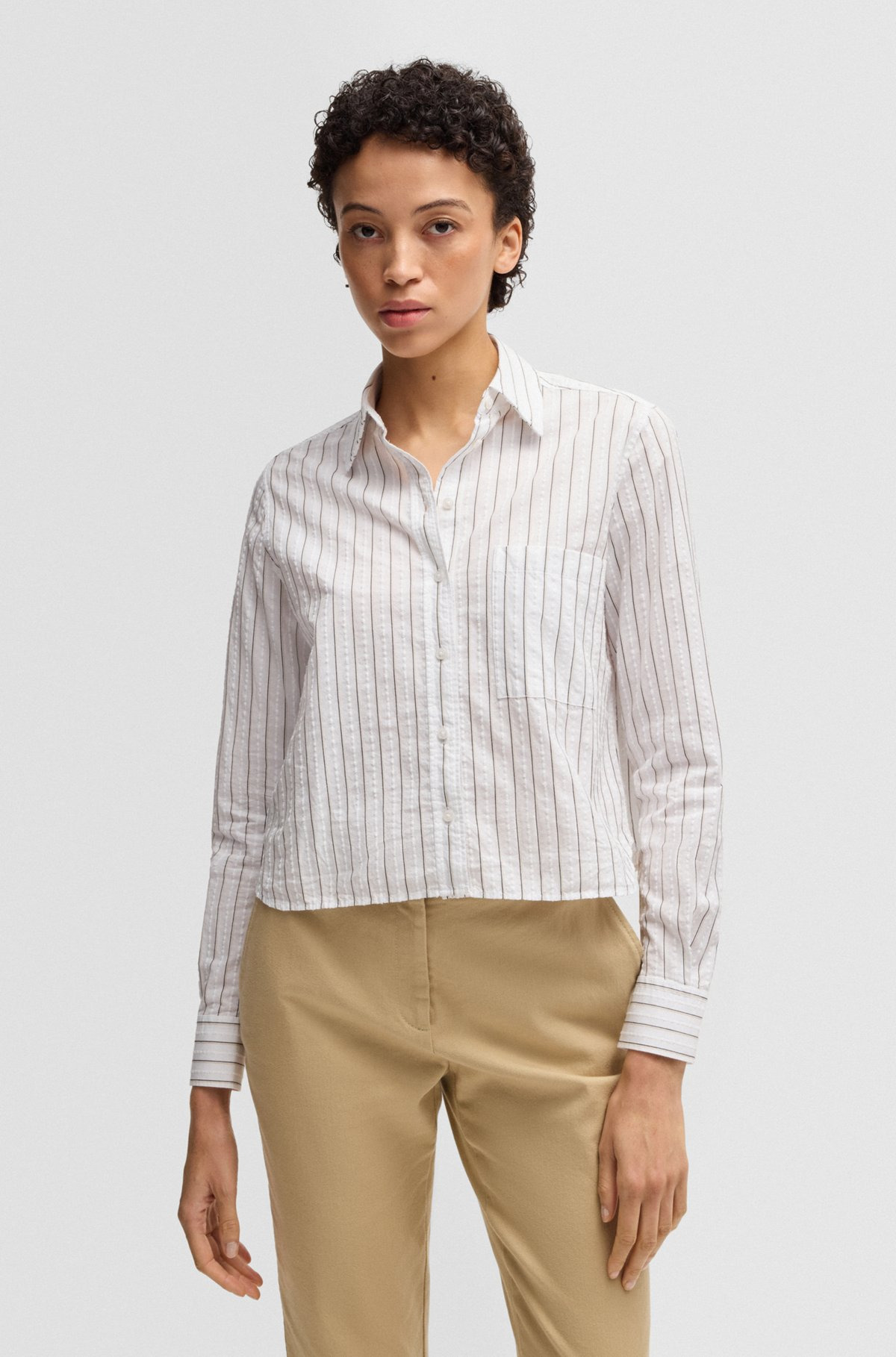 REGULAR-FIT BLOUSE IN A STRIPED COTTON BLEND - 2