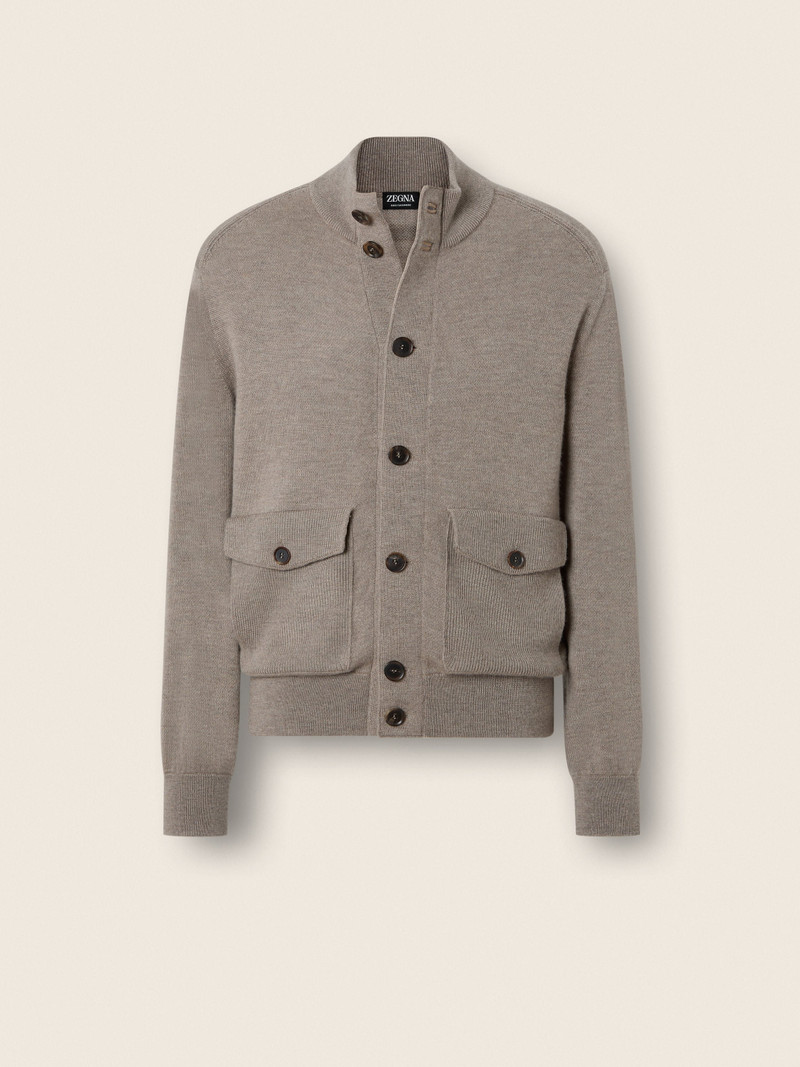LIGHT TAUPE MÉLANGE CASHMERE BLOUSON 1