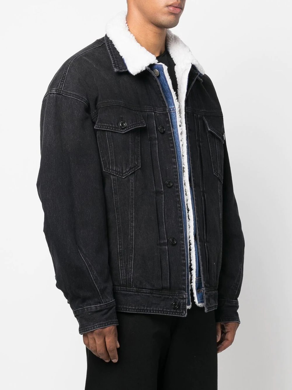 layered denim jacket - 3