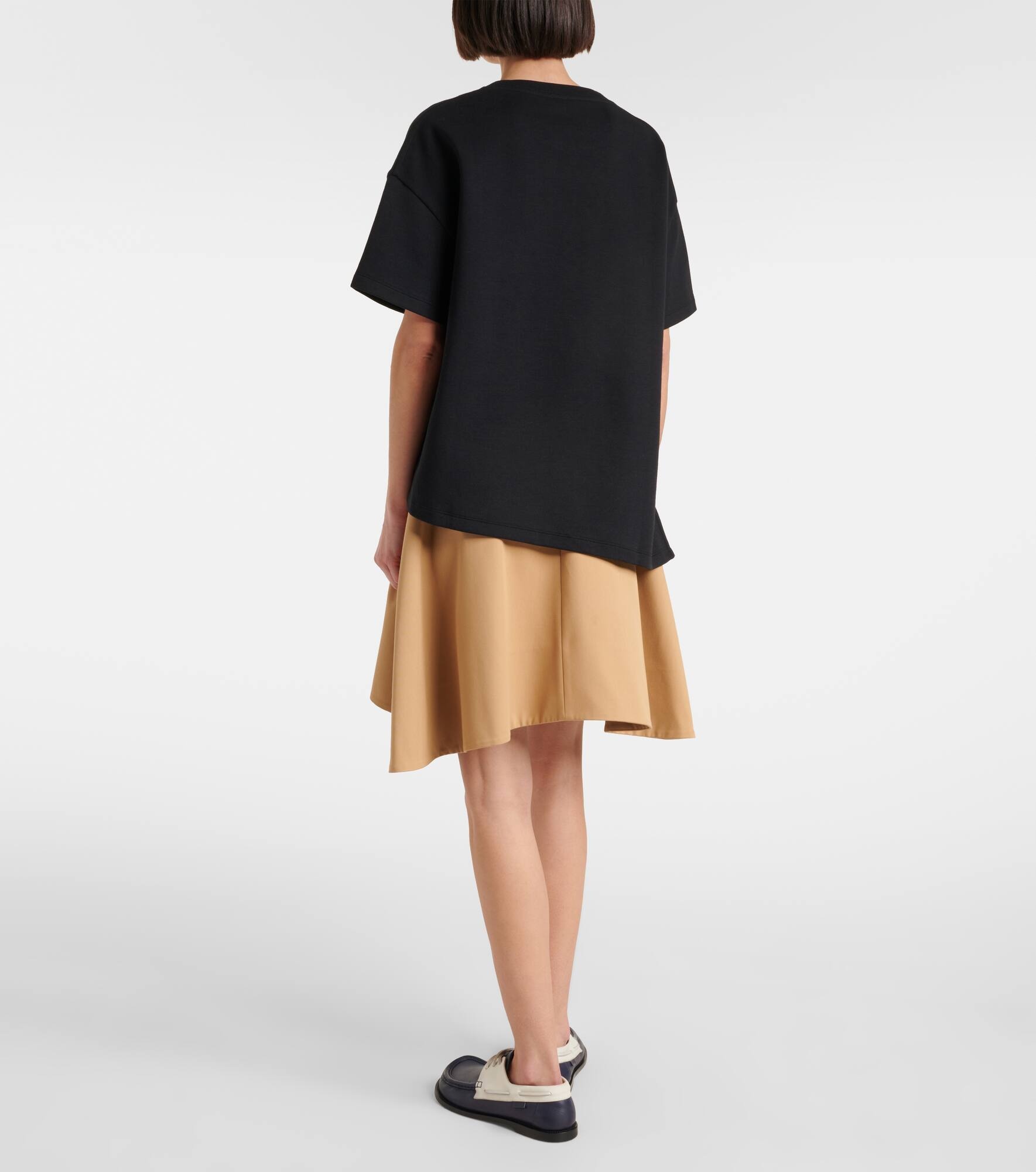 Asymmetric cotton-blend T-shirt - 3