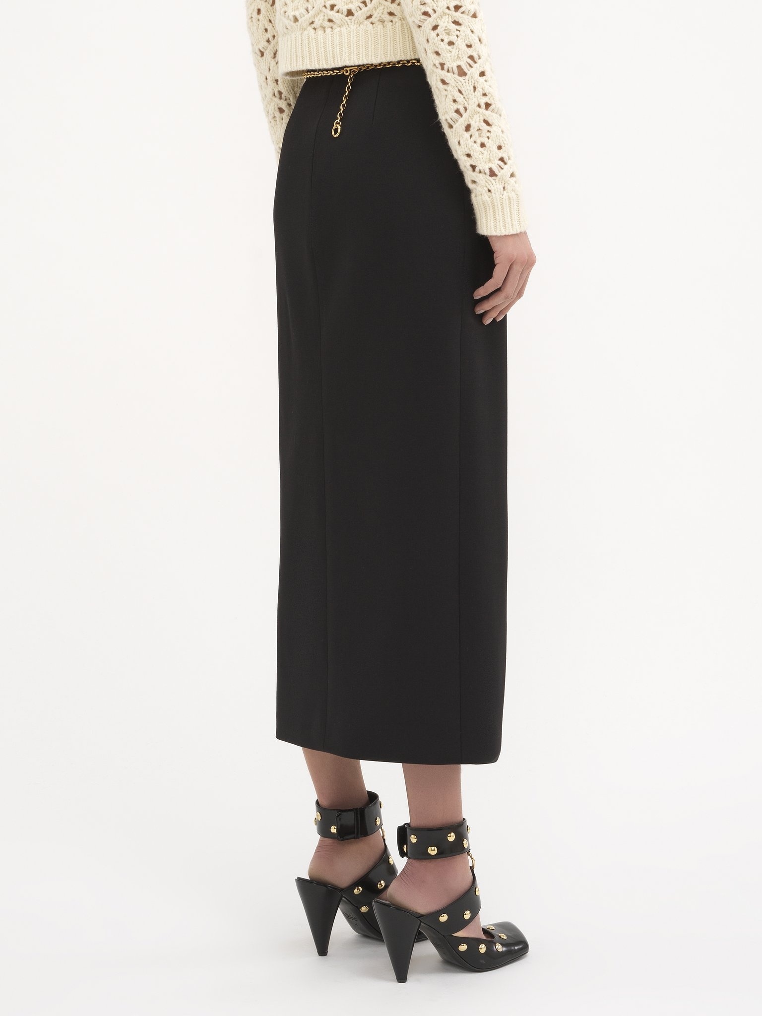 MIDI SKIRT IN WOOL GRAIN DE POUDRE - 5