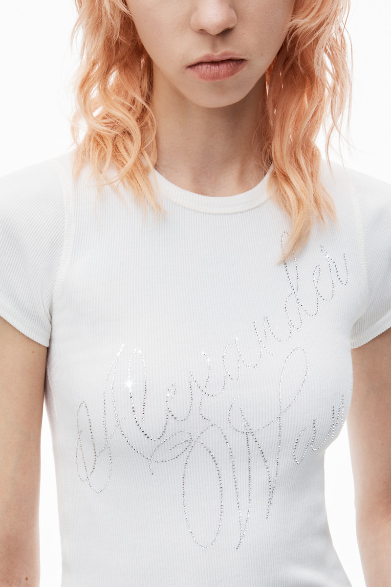 Crystal Hotfix Tee in Ribbed Jersey 5