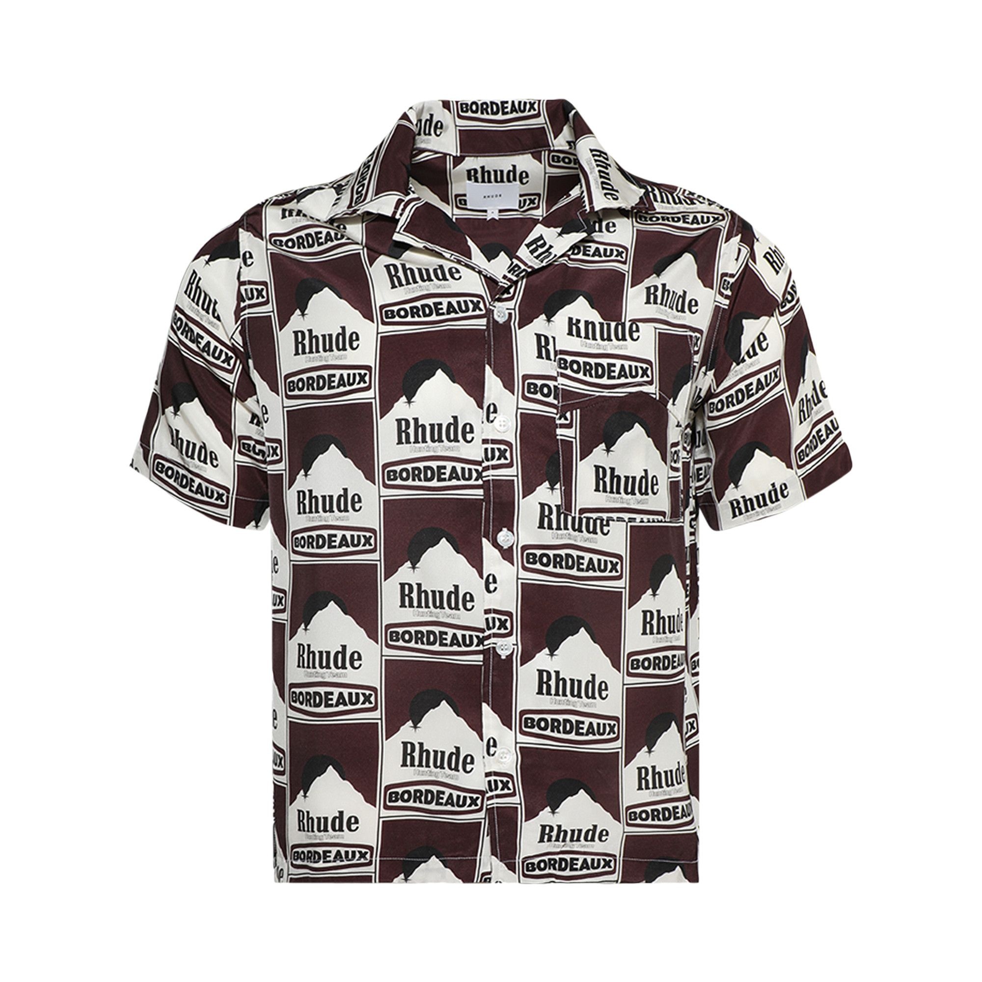 Rhude Moonlight Bordeaux Silk Shirt 'Maroon/Off White' - 1